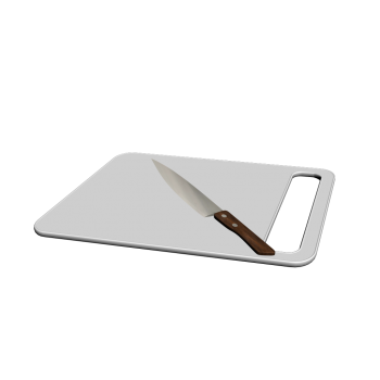 Chopping board with knife