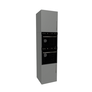 High cabinet with stove and microwave oven
