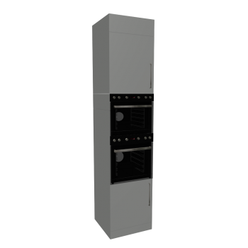 High cabinet with stove and microwave oven