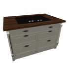 Kitchen island with gas cooktop