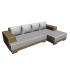 L-Form Couch mit Rattan Corpus für die 3D Raumplanung