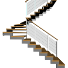 Treppe zweiläufig und halbgewendelt