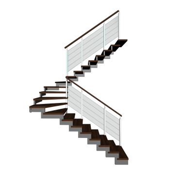 Treppe zweiläufig und halbgewendelt