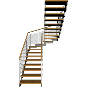 Treppe zweiläufig und halbgewendelt mit Außengeländer