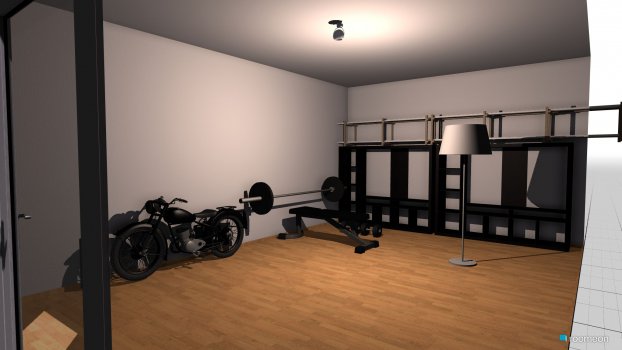 Raumgestaltung Garage (Kraft u. Box - Raum) in der Kategorie Hobbyraum