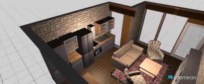 Raumgestaltung Living Area + Kitchen in der Kategorie Wohnzimmer