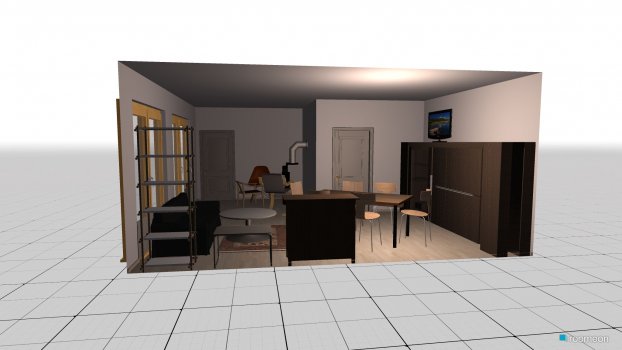 room planning Grundrissvorlage L-Form Plan Kamin in the category Living Room